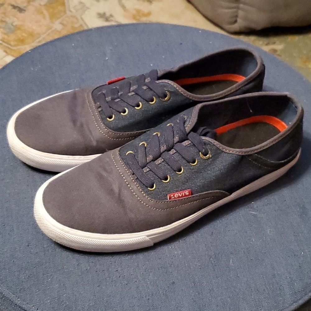 LEVI'S Monterey navy Denim Shoes- 11-Like NEW- levis Red Tab‎ canvas sneakers